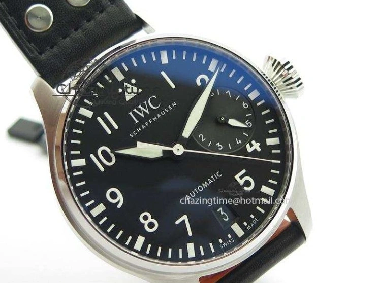 MIROTIME 0514 GoodFit Big Pilot Real PR IW500912 ZF Best Edition Black Dial On Black Leather Strap A 7287